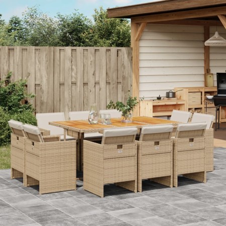Set comedor de jardín 11 pzas con cojines ratán sintético beige von , Gartensets - Ref: Foro24-3210676, Preis: 952,86 €, Raba...
