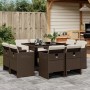 Set comedor para jardín 9 pzas y cojines ratán sintético marrón de , Conjuntos de jardín - Ref: Foro24-3210657, Precio: 581,65 €