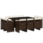 Set comedor de jardín 11 pzas y cojines ratán sintético marrón | Foro24.es | Tu tienda online para hogar, jardín y más Foro24.es