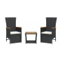 Set comedor de jardín 3 pzas con cojines ratán sintético negro by , Garden sets - Ref: Foro24-3277541, Price: 295,11 €, Disco...