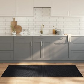 Alfombra rectangular bambú negro 80x200 cm