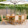 Set de comedor de jardín 7 pzas tela madera maciza beige | Foro24.es | Tu tienda online para hogar, jardín y más Foro24.es