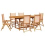 Set de comedor de jardín 7 pzas tela madera maciza beige | Foro24.es | Tu tienda online para hogar, jardín y más Foro24.es