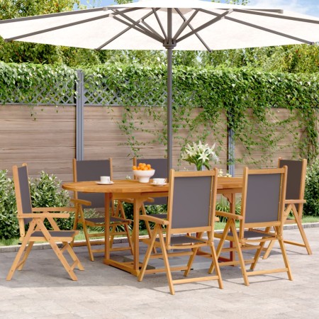 Set de comedor de jardín 7 pzas tela madera maciza antracita von , Gartensets - Ref: Foro24-3281725, Preis: 726,70 €, Rabatt: %
