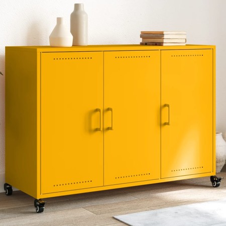 Aparador de acero amarillo mostaza 100,5x39x72 cm de , Aparadores - Ref: Foro24-846683, Precio: 166,64 €, Descuento: %