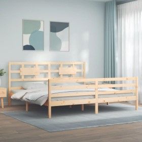 Bettgestell mit Massivholzkopfteil 200x200 cm von vidaXL, Betten und Lattenroste - Ref: Foro24-3194461, Preis: 147,28 €, Raba...