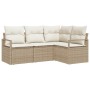 Conjunto de sofá de jardín 4 pcs Beige Poliratán