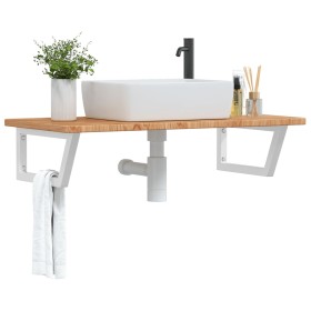 Estante de lavabo de pared de acero y madera