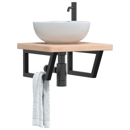 Estante de lavabo de pared de acero y madera maciza de roble by , bathroom vanities - Ref: Foro24-3302391, Price: 91,13 €, Di...