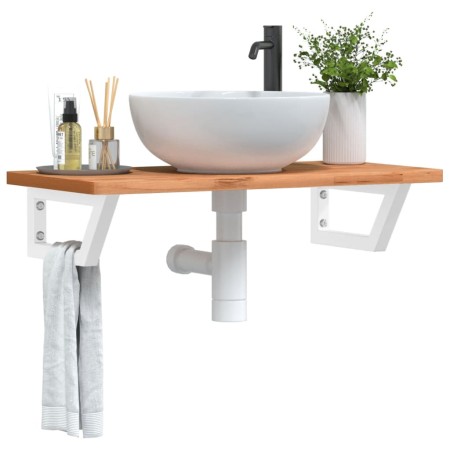 Estante de lavabo de pared de acero y madera maciza de haya by , bathroom vanities - Ref: Foro24-3302366, Price: 73,60 €, Dis...
