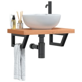 Estante de lavabo de pared de acero y madera