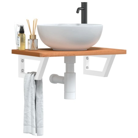 Estante de lavabo de pared de acero y madera maciza de haya by , bathroom vanities - Ref: Foro24-3302370, Price: 69,93 €, Dis...
