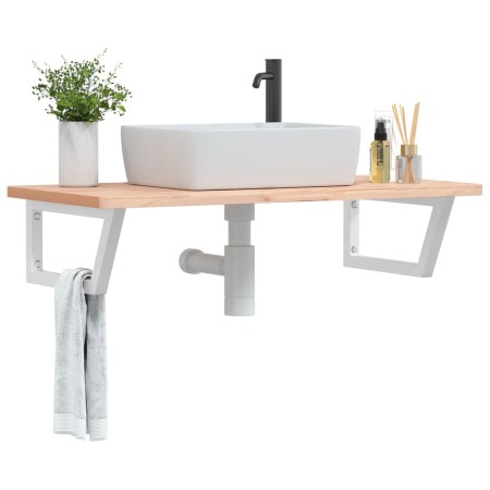 Estante de lavabo de pared de acero y madera maciza de haya by , bathroom vanities - Ref: Foro24-3302434, Price: 106,23 €, Di...