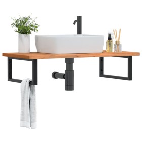 Estante de lavabo de pared de acero y madera