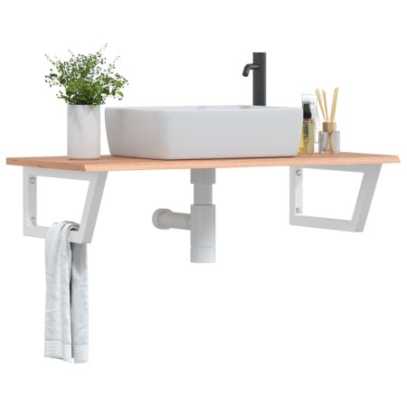 Estante de lavabo de pared de acero y madera maciza de roble von , Badezimmerwaschtische - Ref: Foro24-3302614, Preis: 114,28...