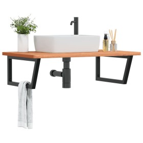 Estante de lavabo de pared de acero y madera maciza de haya by , bathroom vanities - Ref: Foro24-3302527, Price: 136,98 €, Di...
