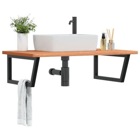Estante de lavabo de pared de acero y madera maciza de haya by , bathroom vanities - Ref: Foro24-3302527, Price: 136,98 €, Di...