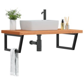 Estante de lavabo de pared de acero y madera