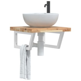Estante de lavabo de pared acero y madera maciza de acacia by , bathroom vanities - Ref: Foro24-3302766, Price: 81,94 €, Disc...