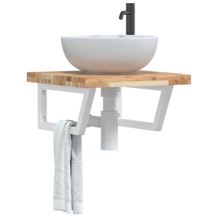 Estante de lavabo de pared acero y madera maciza de acacia by , bathroom vanities - Ref: Foro24-3302766, Price: 81,94 €, Disc...