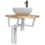 Estante de lavabo de pared acero y madera maciza de acacia by , bathroom vanities - Ref: Foro24-3302766, Price: 81,94 €, Disc...