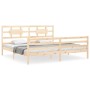 Bed frame with solid wood headboard 200x200 cm by vidaXL, Beds and slatted bases - Ref: Foro24-3194461, Price: 147,28 €, Disc...