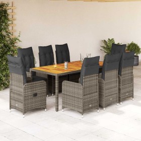 Mesita y sillas jardín 9 piezas y cojines ratán sintético gris by , Garden sets - Ref: Foro24-3277027, Price: 1,00 €, Discoun...