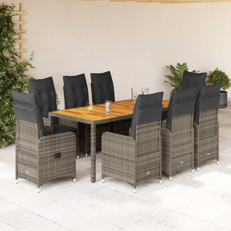 Mesita y sillas jardín 9 piezas y cojines ratán sintético gris von , Gartensets - Ref: Foro24-3277027, Preis: 1,00 €, Rabatt: %