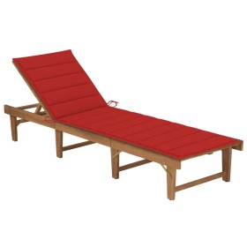 Tumbona plegable con cojín madera maciza de acacia de , Tumbonas - Ref: Foro24-3064170, Precio: 249,04 €, Descuento: %