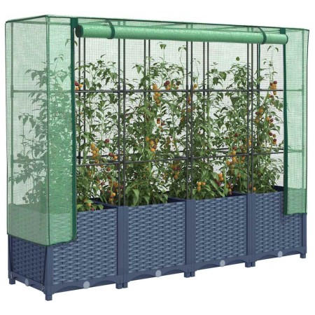 Arriate con cubierta invernadero aspecto ratán 160x40x138 cm by , Pots and planters - Ref: Foro24-4015830, Price: 123,35 €, D...