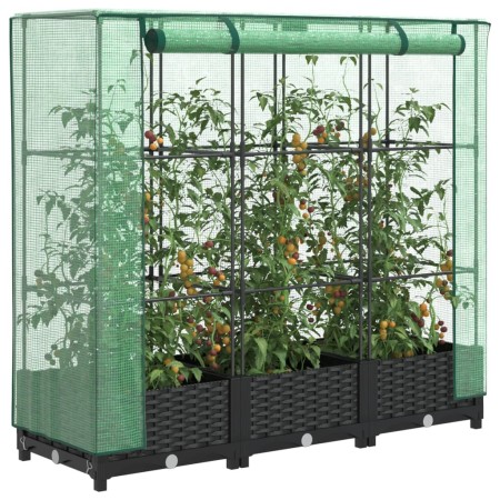 Arriate con cubierta invernadero aspecto ratán 120x40x123 cm von , Töpfe und Pflanzgefäße - Ref: Foro24-4015811, Preis: 76,68...