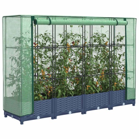 Arriate con cubierta invernadero aspecto ratán 160x40x123 cm by , Pots and planters - Ref: Foro24-4015826, Price: 107,15 €, D...
