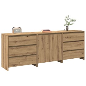 Aparador 3 piezas madera contrachapada artesanal roble by , Sideboards - Ref: Foro24-3329180, Price: 283,66 €, Discount: %