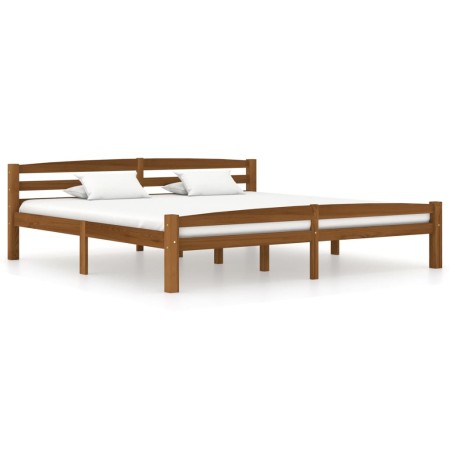 Estructura de cama madera maciza pino marrón miel 180x200 cm