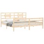 Bed frame with solid wood headboard 200x200 cm by vidaXL, Beds and slatted bases - Ref: Foro24-3194461, Price: 147,28 €, Disc...