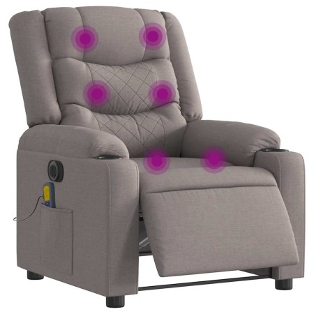 Sillón reclinable de masaje eléctrico tela gris taupe de , Sillones - Ref: Foro24-3310258, Precio: 269,42 €, Descuento: %