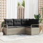 Conjunto de sofá de jardín 4 pcs Gris claro Poliratán