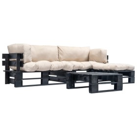 Muebles de palets de jardín con cojines arena 4 piezas madera von , Gartensets - Ref: Foro24-277425, Preis: 381,42 €, Rabatt: %