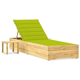Tumbona de jardín con mesa y cojín de madera de pino impregnada von , Liegen - Ref: Foro24-3065935, Preis: 152,18 €, Rabatt: %