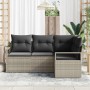 Conjunto de sofá de jardín 4 pcs Gris claro Poliratán