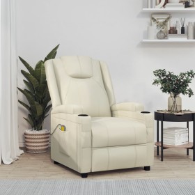 Sillón de masaje de cuero sintético blanco crema by , Electric massage chairs - Ref: Foro24-321312, Price: 159,90 €, Discount: %