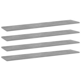 Estante para estantería 4 uds madera gris hormigón 100x20x1,5cm