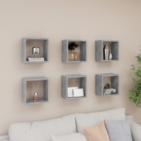 Estantes cubo de pared 6 unidades gris hormigón