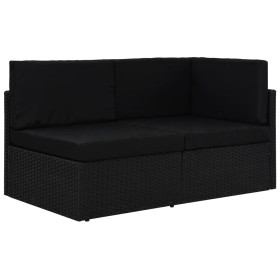 Sofá seccional de 2 plazas de ratán sintético negro de , Sofás modulares de exterior - Ref: Foro24-49504, Precio: 252,13 €