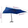 Sombrilla voladiza con poste de madera azul 400x300 cm de vidaXL, Sombrillas - Ref: Foro24-318435, Precio: 188,57 €, Descuent...
