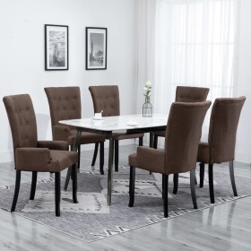 Sillas de comedor con reposabrazos 6 unidades tela marrón von , Essstühle - Ref: Foro24-276913, Preis: 708,02 €, Rabatt: %