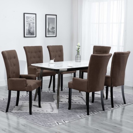 Sillas de comedor con reposabrazos 6 unidades tela marrón von , Essstühle - Ref: Foro24-276913, Preis: 708,02 €, Rabatt: %