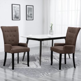Sillas de comedor con reposabrazos 2 unidades tela marrón by , dining chairs - Ref: Foro24-276911, Price: 230,77 €, Discount: %