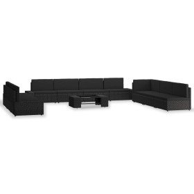 Juego de muebles de jardín 10 piezas ratán sintético negro by , Garden sets - Ref: Foro24-3054586, Price: 1,00 €, Discount: %