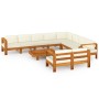 Muebles de jardín 10 pzas cojines crema madera de acacia by , Garden sets - Ref: Foro24-3057945, Price: 1,00 €, Discount: %